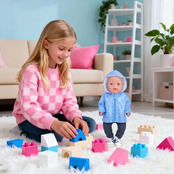 Set mit 5 Kleidungsstücken für 35–45 cm große Puppen mit blauem Stern-Sweatshirt, T-Shirt, Hose und Schuhen