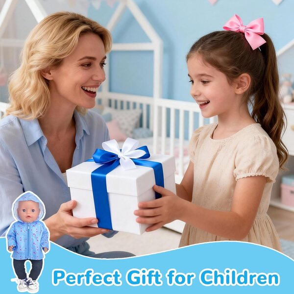 Set mit 5 Kleidungsstücken für 35–45 cm große Puppen mit blauem Stern-Sweatshirt, T-Shirt, Hose und Schuhen