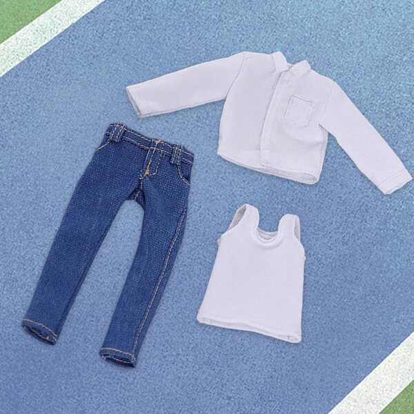 1/12 Herren-Freizeitkleidung für männliche Puppen – realistische Weste, Weste und Jeans