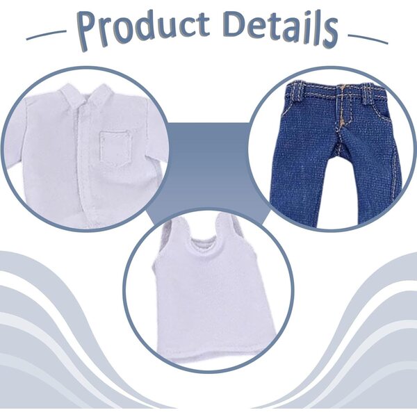 1/12 Herren-Freizeitkleidung für männliche Puppen – realistische Weste, Weste und Jeans