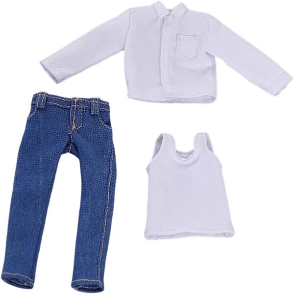 1/12 Herren-Freizeitkleidung für männliche Puppen – realistische Weste, Weste und Jeans