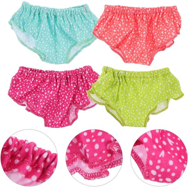 Set 4 Mutandine per Bambole 18 Pollici Morbide e Riutilizzabili Colori Assortiti