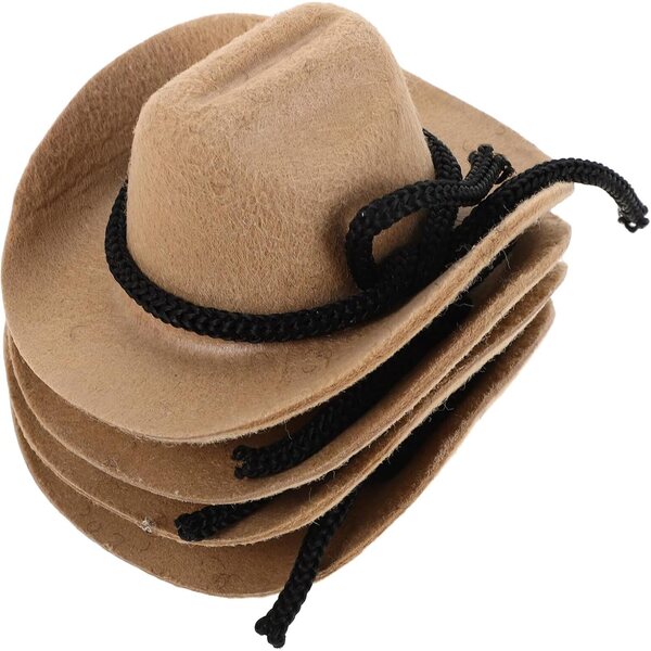 4 Mini Cappelli Cowgirl Bianchi per Bambole Accessori Western e Decorazioni Torte
