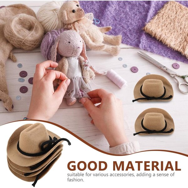 4 Mini Cappelli Cowgirl Bianchi per Bambole Accessori Western e Decorazioni Torte