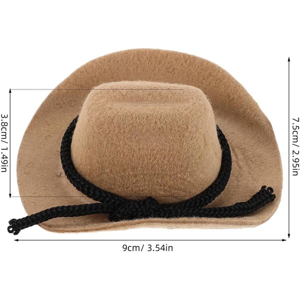 ERINGOGO Mini-Cowboyhüte mit Flockeffekt – 4 Stück Western-Zubehör für Puppen und Dekorationen