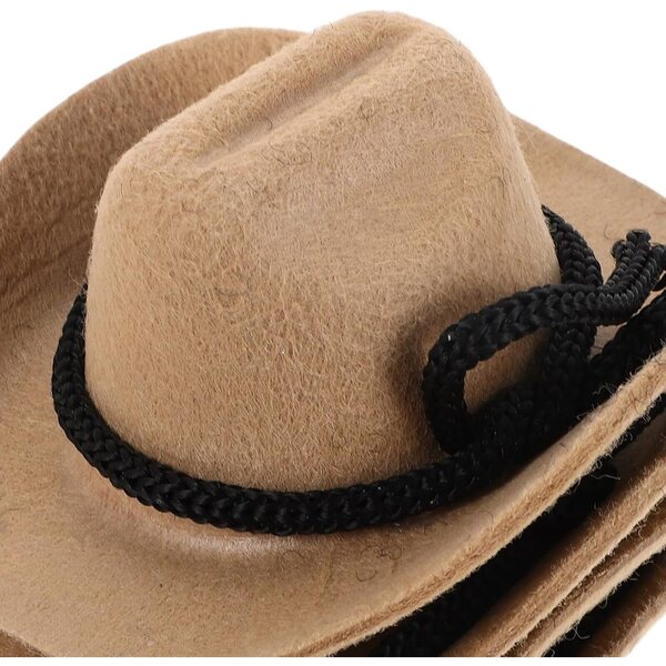 ERINGOGO Mini-Cowboyhüte mit Flockeffekt – 4 Stück Western-Zubehör für Puppen und Dekorationen
