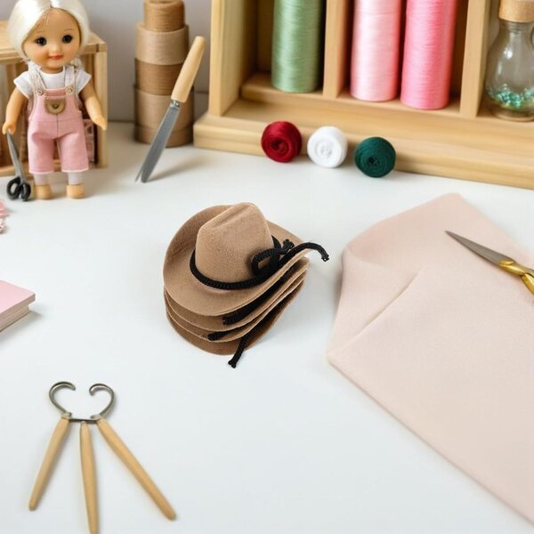 ERINGOGO Mini-Cowboyhüte mit Flockeffekt – 4 Stück Western-Zubehör für Puppen und Dekorationen