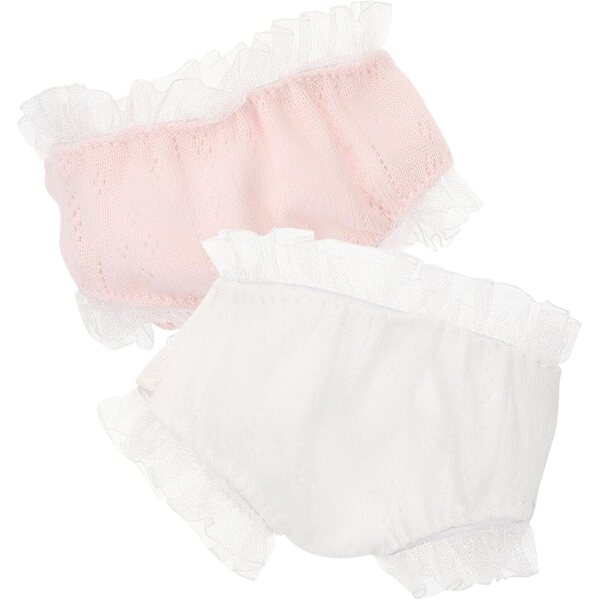Mutandine per Bambole 2 Pezzi in Pizzo Bianco e Rosa - Biancheria Intima Riutilizzabile