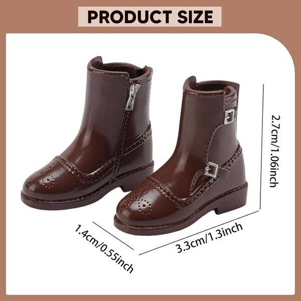 F Fityle 1/8 Stiefel für BJD Puppen Miniaturen, elegantes Braun aus PVC