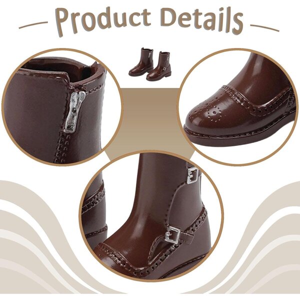 F Fityle 1/8 Stiefel für BJD Puppen Miniaturen, elegantes Braun aus PVC