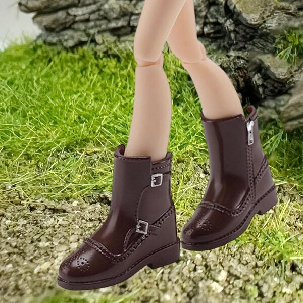 F Fityle 1/8 Stiefel für BJD Puppen Miniaturen, elegantes Braun aus PVC