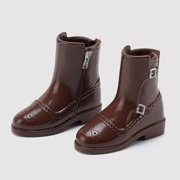F Fityle 1/8 Stiefel für BJD Puppen Miniaturen, elegantes Braun aus PVC