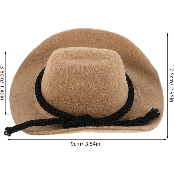 4 Mini Cappelli Cowboy per Bambole Beige Accessori Western per Artigianato e Decorazioni
