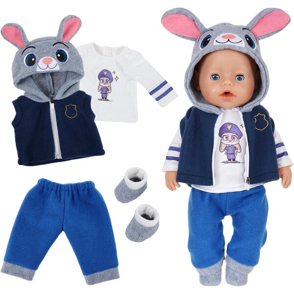 Abbigliamento per Bambole 14-18 Pollici con Coniglietto Blu - Carreuty