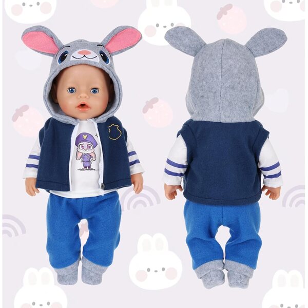 Abbigliamento per Bambole 14-18 Pollici con Coniglietto Blu - Carreuty