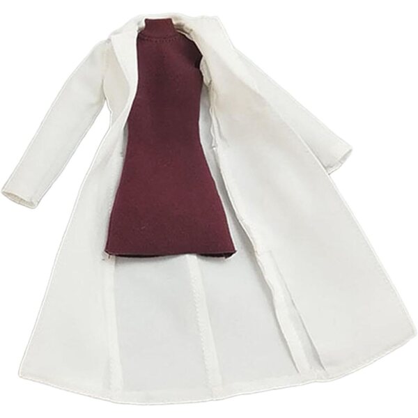 Rotes Minikleid und weißer Mantel für 1:12 Puppen – Schickes Outfit für 6-Zoll-Figuren