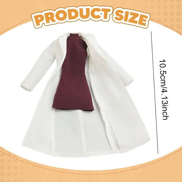 Rotes Minikleid und weißer Mantel für 1:12 Puppen – Schickes Outfit für 6-Zoll-Figuren