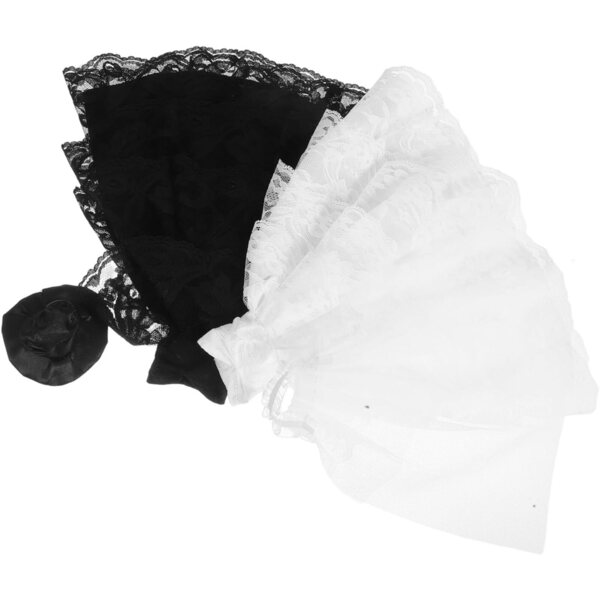 Set 2 Abiti da Sposa in Pizzo Bianco e Nero per Bambole Miniature Eleganti