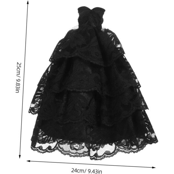 Set 2 Abiti da Sposa in Pizzo Bianco e Nero per Bambole Miniature Eleganti