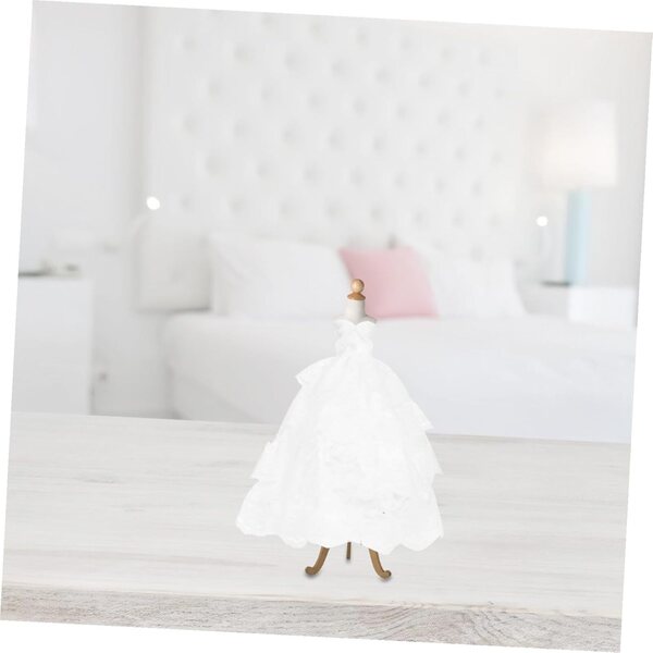 Set 2 Abiti da Sposa in Pizzo Bianco e Nero per Bambole Miniature Eleganti