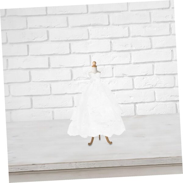 Set 2 Abiti da Sposa in Pizzo Bianco e Nero per Bambole Miniature Eleganti