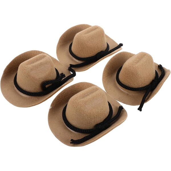 BESTonZON Mini-Cowboyhüte 4 Stück Beige für Puppen und Basteldekorationen