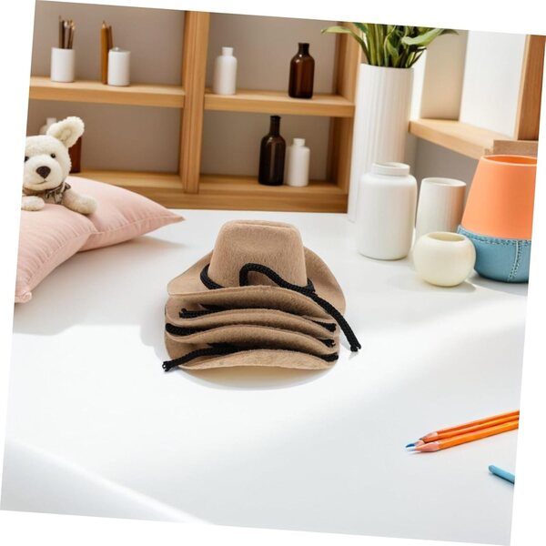 BESTonZON Mini-Cowboyhüte 4 Stück Beige für Puppen und Basteldekorationen