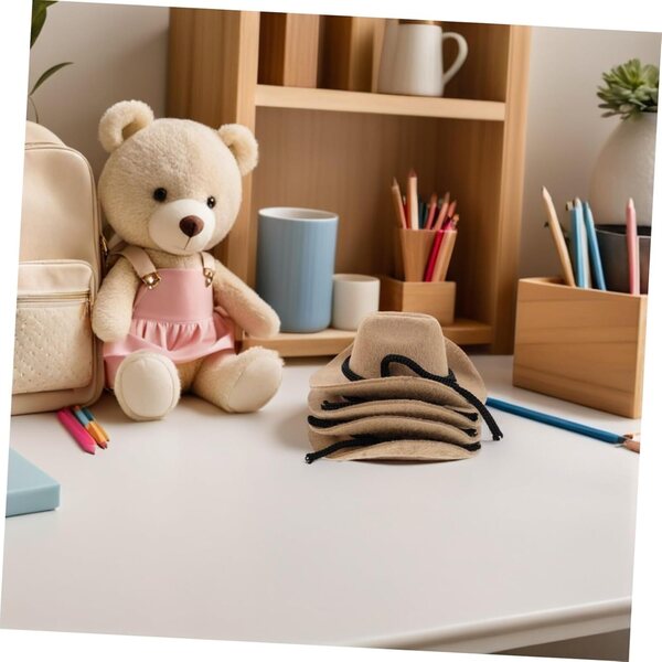 BESTonZON Mini-Cowboyhüte 4 Stück Beige für Puppen und Basteldekorationen