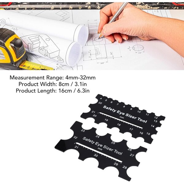 Acrylwerkzeuge zum Messen von Puppen-Sicherheitsaugen von 4 bis 32 mm – Set mit 2 Stück