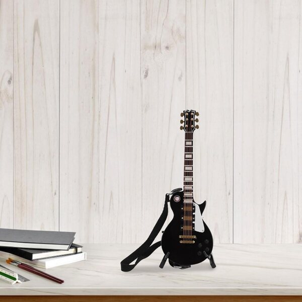 18 cm Miniatur-E-Gitarre aus Holz mit Ständer und Koffer zur Dekoration