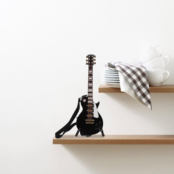18 cm Miniatur-E-Gitarre aus Holz mit Ständer und Koffer zur Dekoration