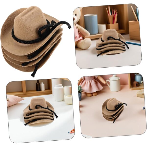 BESPORTBLE 4 Mini Cappelli Cowboy Beige per Bambole Accessori Artigianali