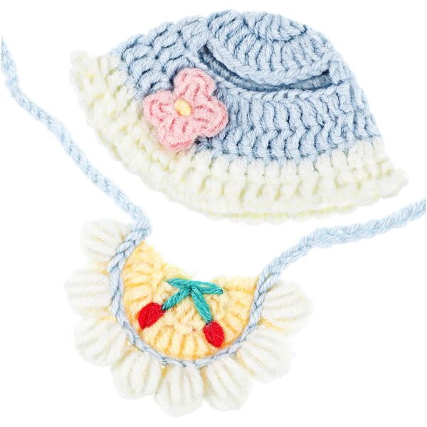 GARVALON Set Bavaglino e Cappello in Cotone per Bambole 17 cm - Accessori Eleganti e Facili da Pulire