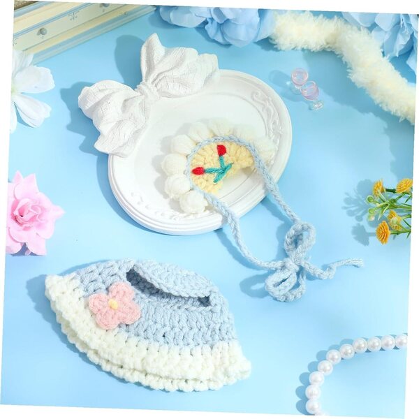 GARVALON Set Bavaglino e Cappello in Cotone per Bambole 17 cm - Accessori Eleganti e Facili da Pulire