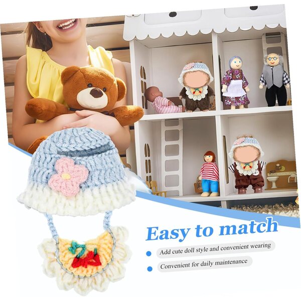 GARVALON Set Bavaglino e Cappello in Cotone per Bambole 17 cm - Accessori Eleganti e Facili da Pulire