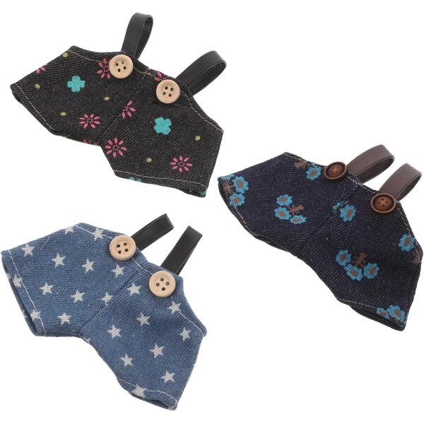 3 pezzi Completo Salopette in Denim per Bambole e Peluche - Accessori Fai da Te
