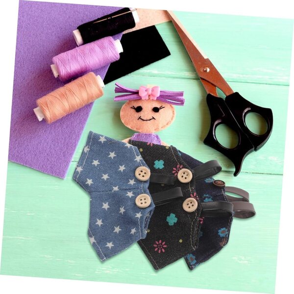 3 pezzi Completo Salopette in Denim per Bambole e Peluche - Accessori Fai da Te