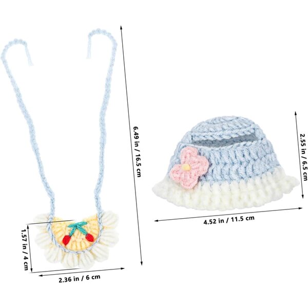 Set Cappello e Bavaglino Rosa per Bambole 17cm in Morbido Cotone con Fiori
