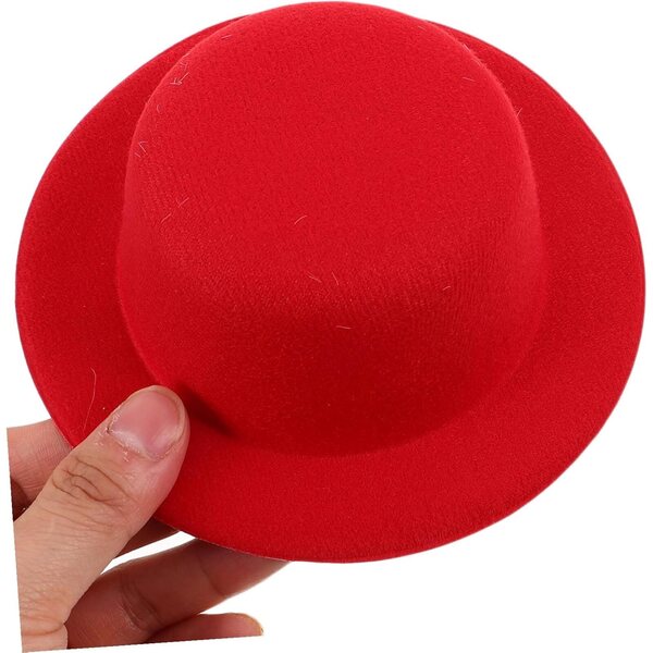 ERINGOGO Cappello di Peluche Rosso Lolita per Bambole, Mini Fascinator Fatto a Mano