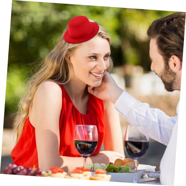 ERINGOGO Cappello di Peluche Rosso Lolita per Bambole, Mini Fascinator Fatto a Mano