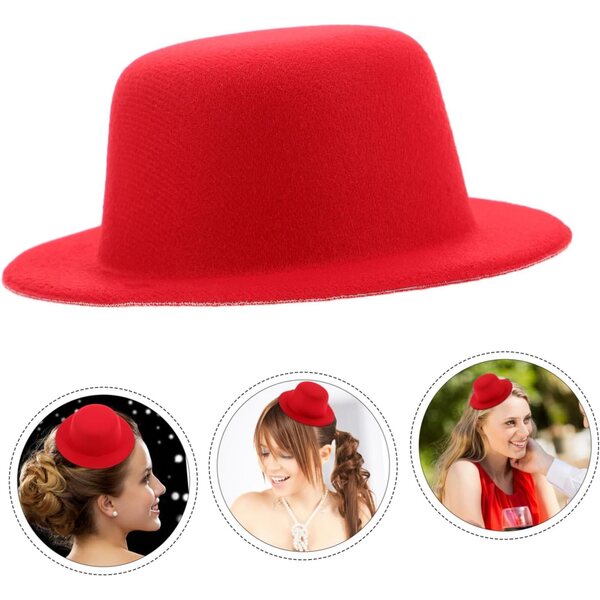 ERINGOGO Cappello di Peluche Rosso Lolita per Bambole, Mini Fascinator Fatto a Mano