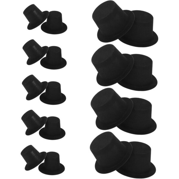 ORFOFE Mini Cappelli a Cilindro Neri per Decorazioni Fai Da Te e Dollhouse
