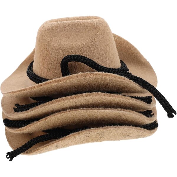 WOONEKY Set 4 Mini Cappelli Cowboy Floccati per Bambole e Decorazioni Western
