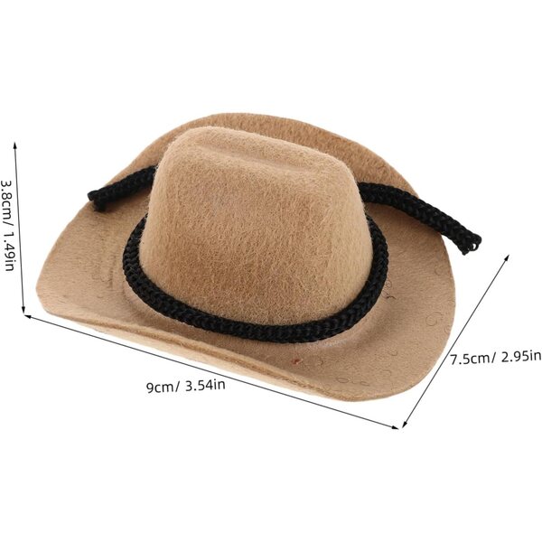 WOONEKY Set 4 Mini Cappelli Cowboy Floccati per Bambole e Decorazioni Western