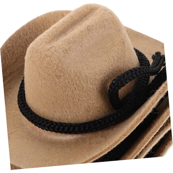 WOONEKY Set 4 Mini Cappelli Cowboy Floccati per Bambole e Decorazioni Western