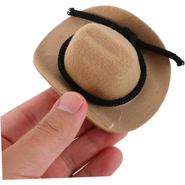 WOONEKY Set 4 Mini Cappelli Cowboy Floccati per Bambole e Decorazioni Western