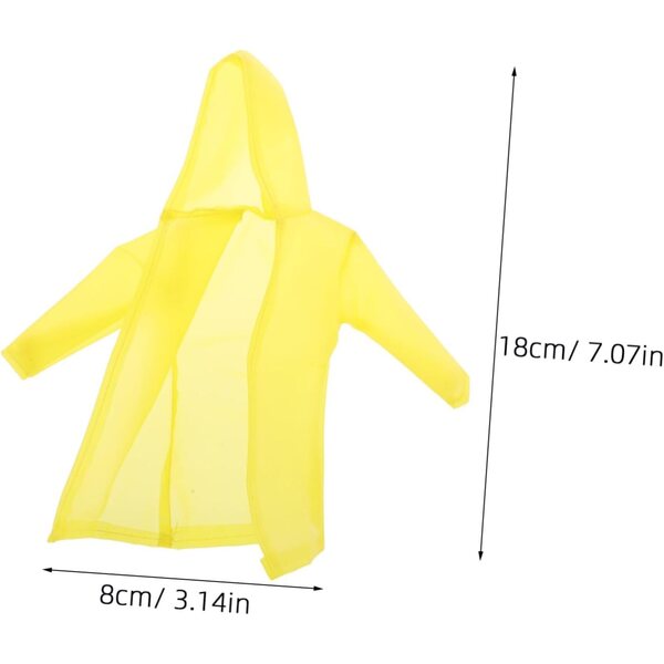 Gelbes Regenmantel-Set für Puppen: Weste, Hose, Stiefel und Regenponcho