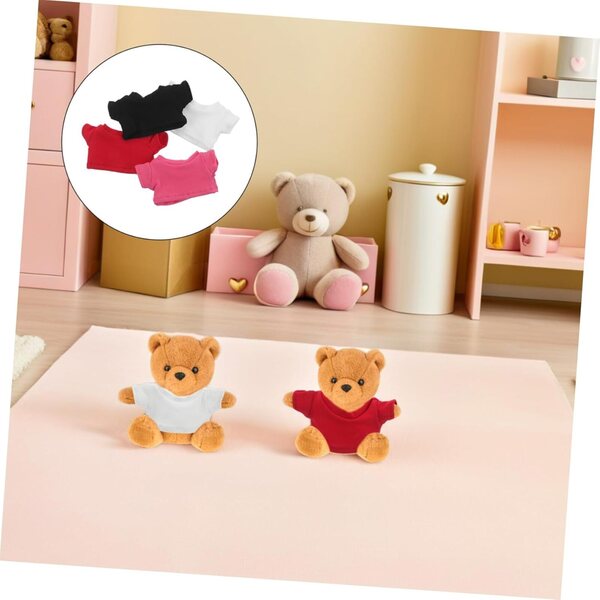 ERINGOGO 4pz Magliette Miniatura per Orsetti di Peluche Colorate - Vestiti per Bambole Fai da Te