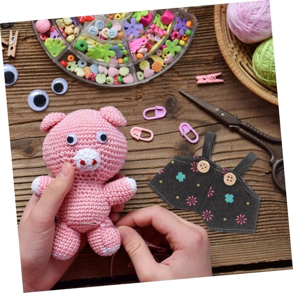 ORFOFE 3 pezzi Vestiti in Peluche Denim con Bretelle per Bambina - Abbigliamento DIY per Bambole e Peluche