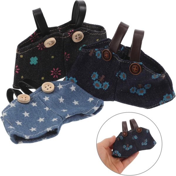 ORFOFE 3 pezzi Vestiti in Peluche Denim con Bretelle per Bambina - Abbigliamento DIY per Bambole e Peluche